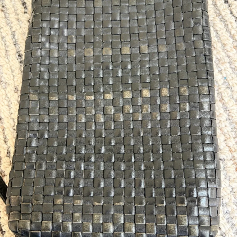 Quince Black Woven Leather Crossbody Bag